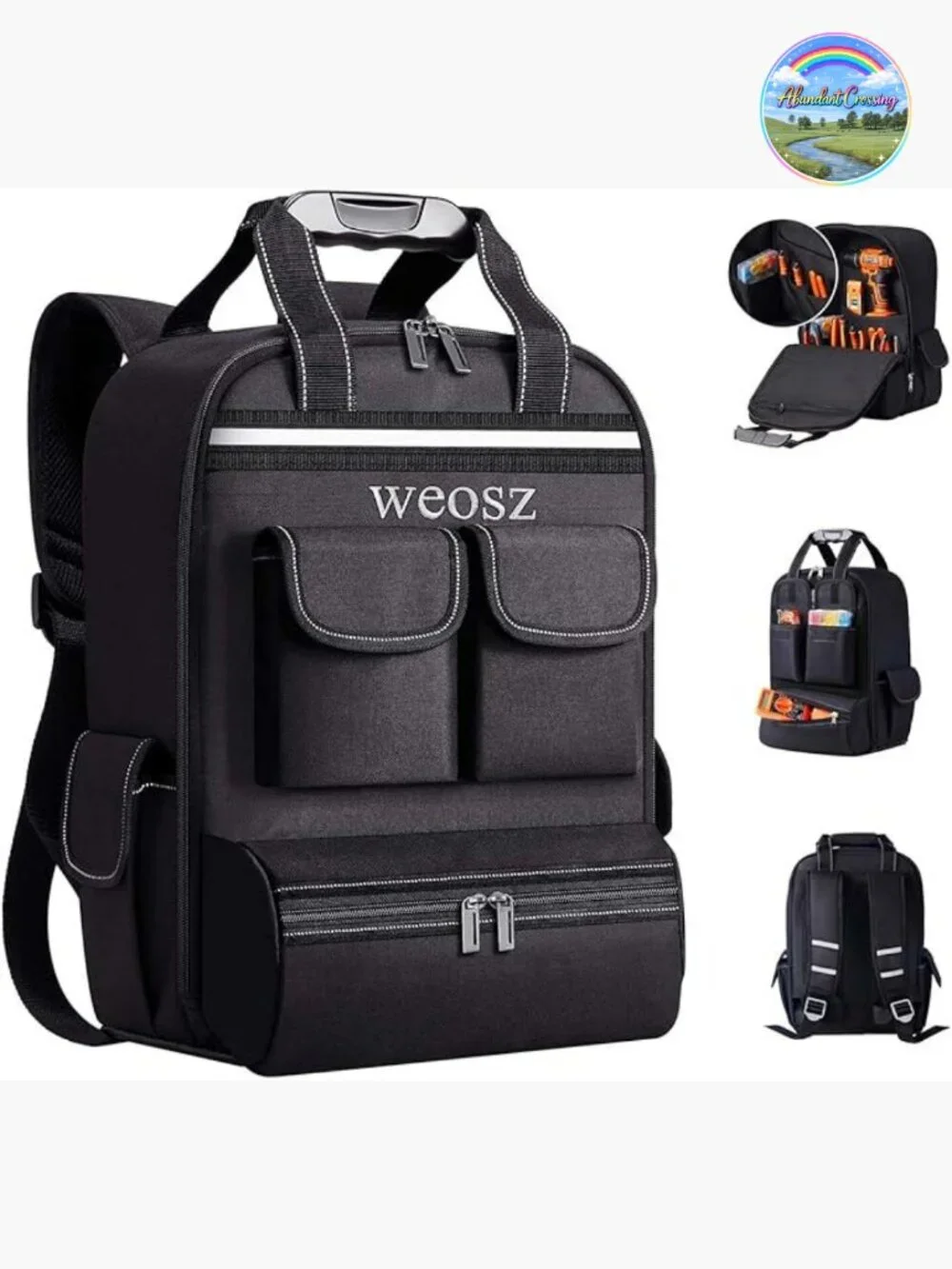 Heavy Duty Waterproof Tool Backpack 18 Inch with 18 Pockets for Electrician